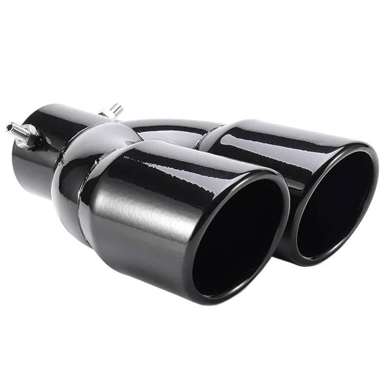 MOCNT Verdicktes Auto Auspuff Endrohr Edelstahl Auspuffblende Endrohr Schalldämpfer Auspuffrohr Auspuffspitze Doppelendrohr Dual Auspuffendrohr Gerade Schwarz 63mm von MOCNT