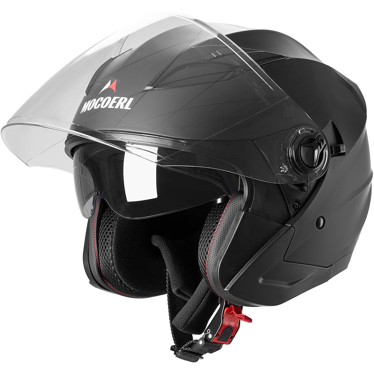 MOCOERL Herren Damen Jethelme Motorradhelm, Rollerhelm, Doppelvisier, ECE2206 Zulassung-Schwarz Adult Vintage 3/4Helm (M(57-58CM)) von MOCOERL