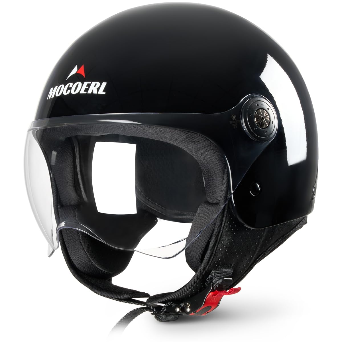 Motorradhelm mit offenem Gesicht für Erwachsene, Doppelvisier, Motorradhelm für Männer und Frauen für Cruiser Bobber und Chopper Moped, ECE2206-Zulassung, Retro 3/4-Helm, (M) von MOCOERL