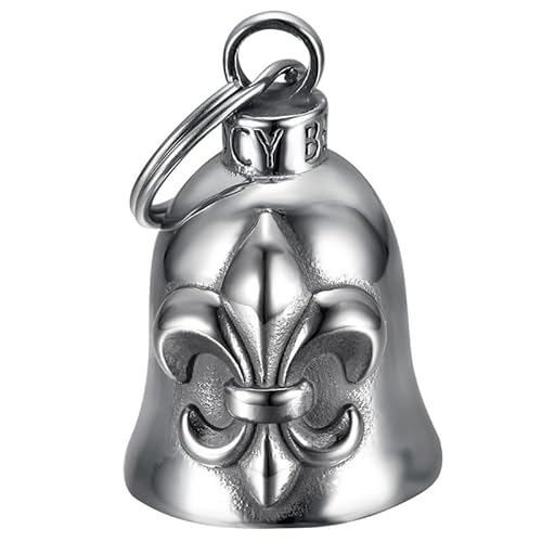 MOCY BELL - Clochette Moto Fleur DE LYS Porte-Bonheur MOCY BELL Acier inoxydable Argent von MOCY BELL