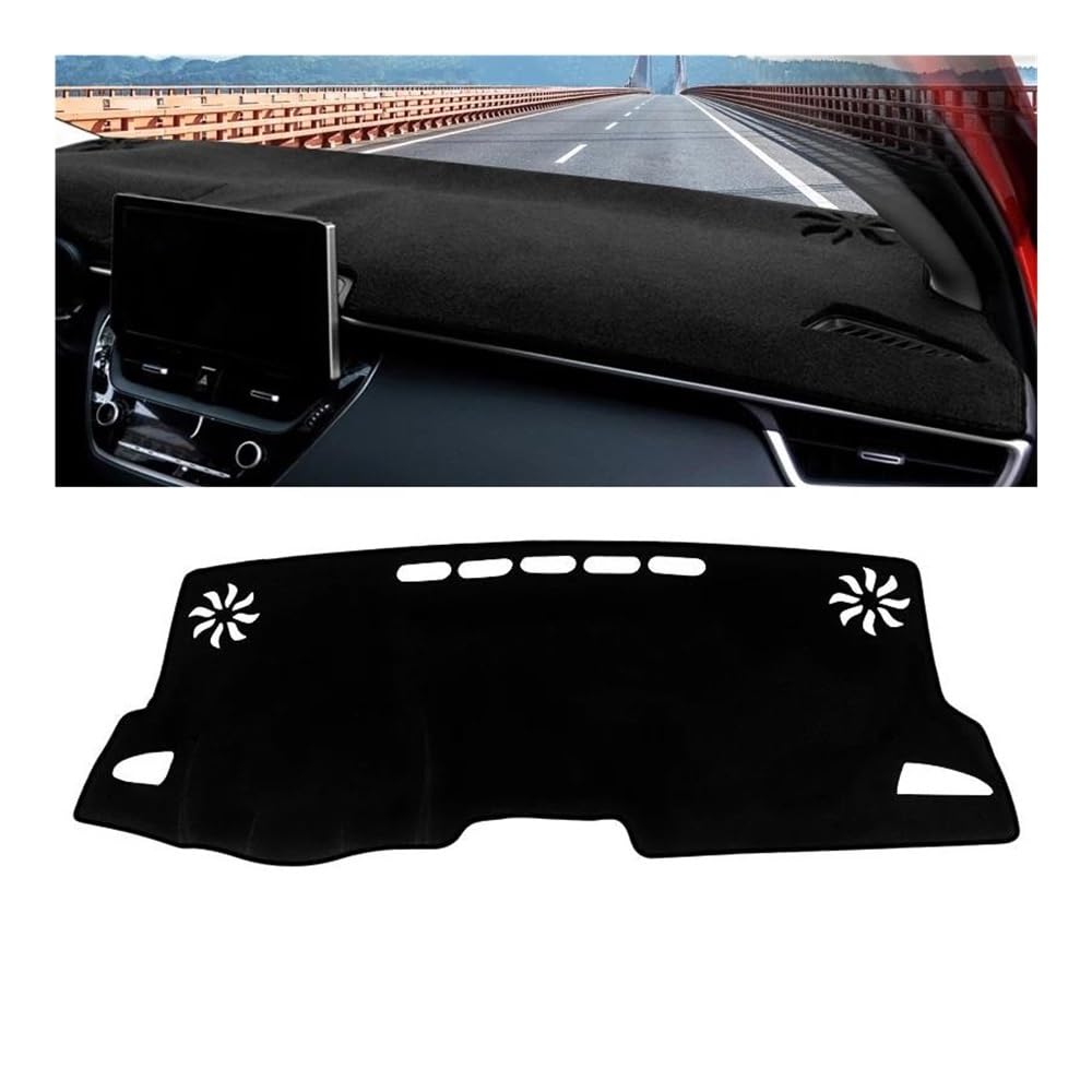 Armaturenbrettabdeckung Auto-Armaturenbrett-Abdeckung Anti-UV-Teppich Rutschfeste Matten Für Corolla E210 2019 2020 2021 2022 2023 Hybrid Auto Dash Mat Pad(A Black Side LHD) von MODADA