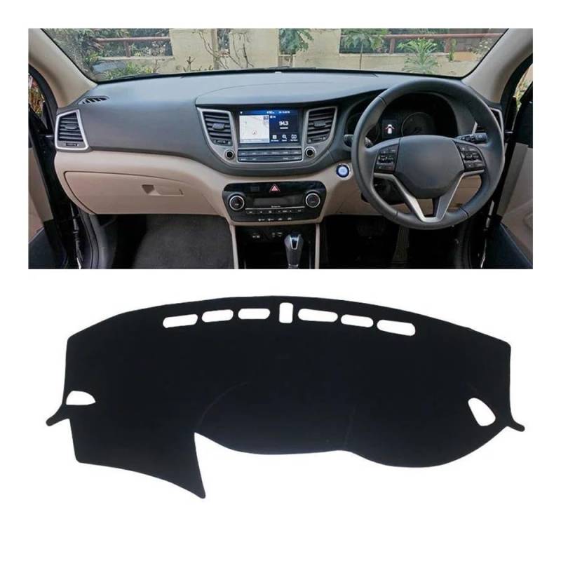 Armaturenbrettabdeckung Für Hyundai Für Tucson TL 2015 2016 2017 2018 2019 2020 Auto Dashboard Vermeiden Licht Pad Instrument Plattform Abdeckung Teppiche Zubehör Auto Dash Mat Pad(RHD 2015-2018 Black von MODADA