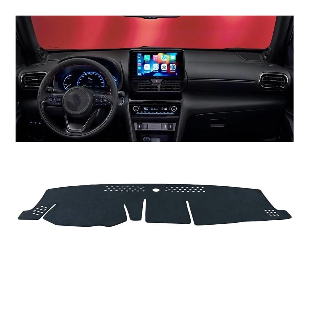 Armaturenbrettabdeckung Für YARiS Für Cross XP210 2020-2024 Auto-Armaturenbrett-Abdeckung Vermeiden Sie Lichtpad Sonnenschutz Anti-UV-Teppiche Rutschfeste Matte Auto Dash Mat Pad(Black LHD) von MODADA