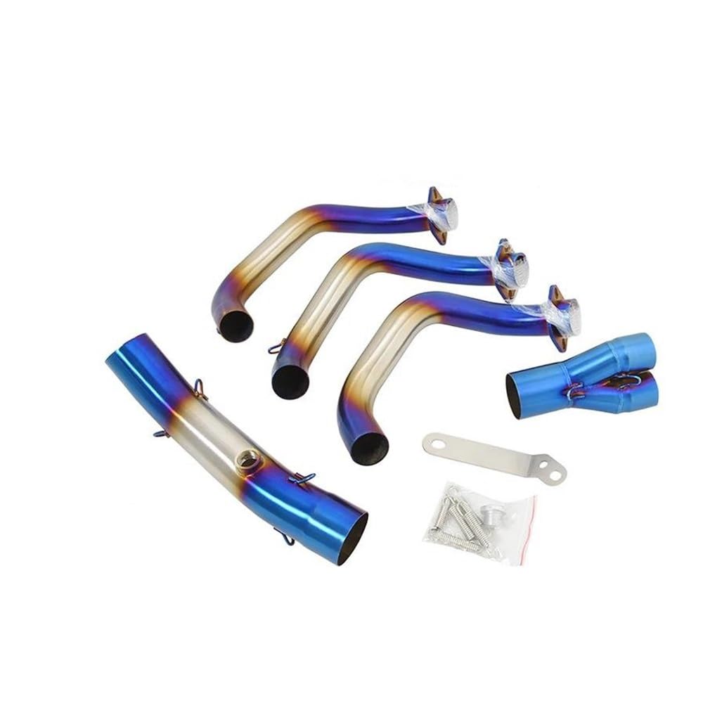 Motorrad Endschalldämpfer Motorradauspuff Flucht Für MT-09 FZ-09 FJ09 Für MT09 Für TRACER 900 GT 2015-2020 Ändern Front Link Rohr 51mm Endschalldämpfer(Blue) von MODADA