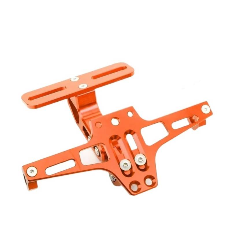 Motorrad Nummernschildhalterung Universeller Verstellbarer Kfz-Kennzeichenhalter Rahmennummernschilder CNC-Motorrad-Aluminium-Kennzeichenhalter(Orange) von MODADA