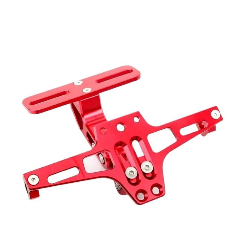 Motorrad Nummernschildhalterung Universeller Verstellbarer Kfz-Kennzeichenhalter Rahmennummernschilder CNC-Motorrad-Aluminium-Kennzeichenhalter(Rood) von MODADA