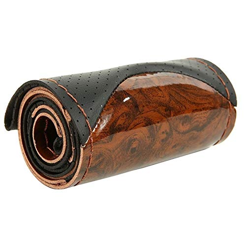 Auto LenkradhüLle Lenkrad,Lenkrad Abdeckung 38cm Holz Muster Lenkrad Cover Universal flicht Leder Auto-Rad-Abdeckung der Sport-Art Abdeckungen for Lenkrad Autozubehör (Color : Coffee) von MOEENS