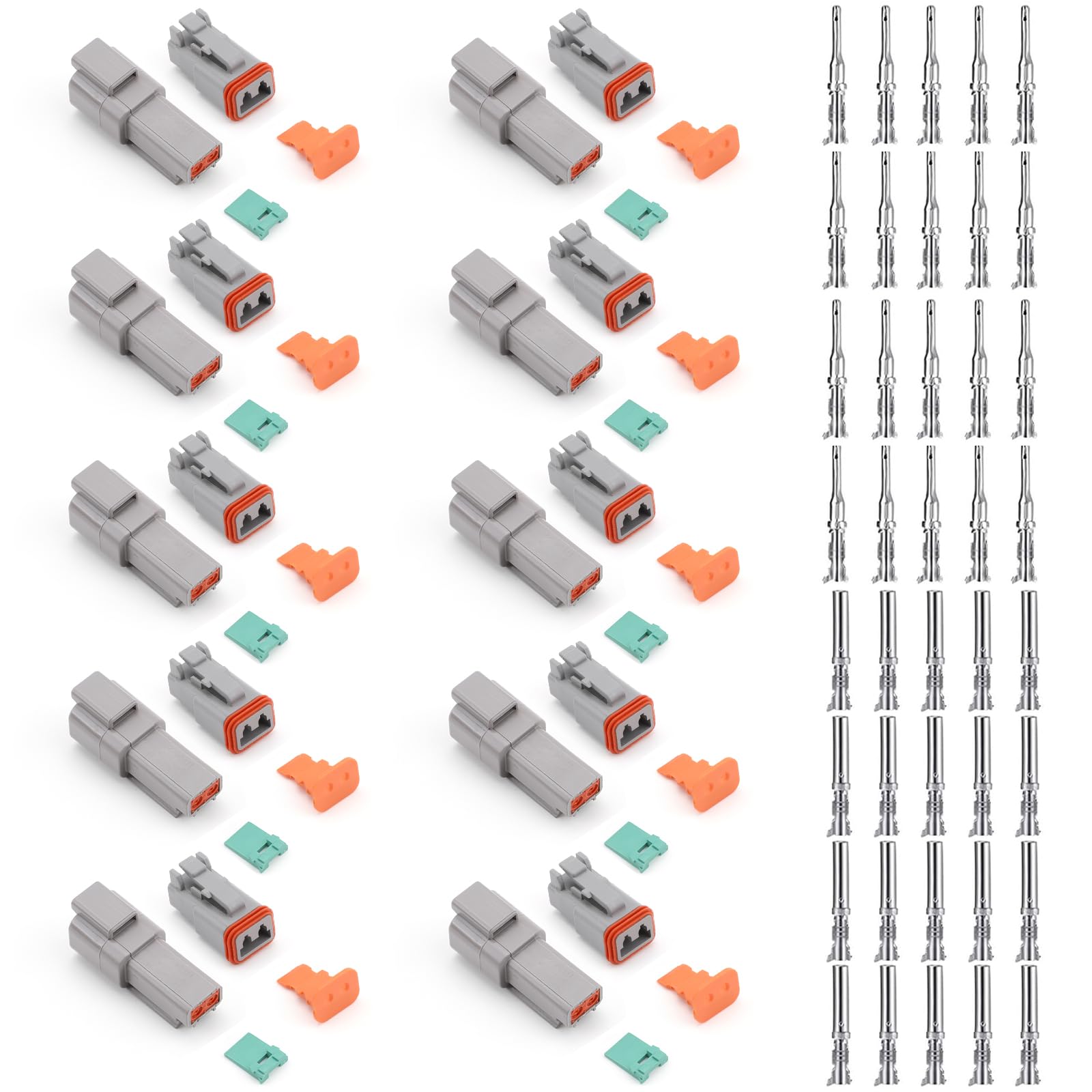 MOERDIFFER DT-Stecker-Set, 10 Sets Auto Wasserdichter Elektrischer Steckverbinder 2 Polig, DT Steckverbinder Wasserdichter, DT06-2S/DT04-2P DT Stecker Connectors für Auto, Motorräder, LKW von MOERDIFFER