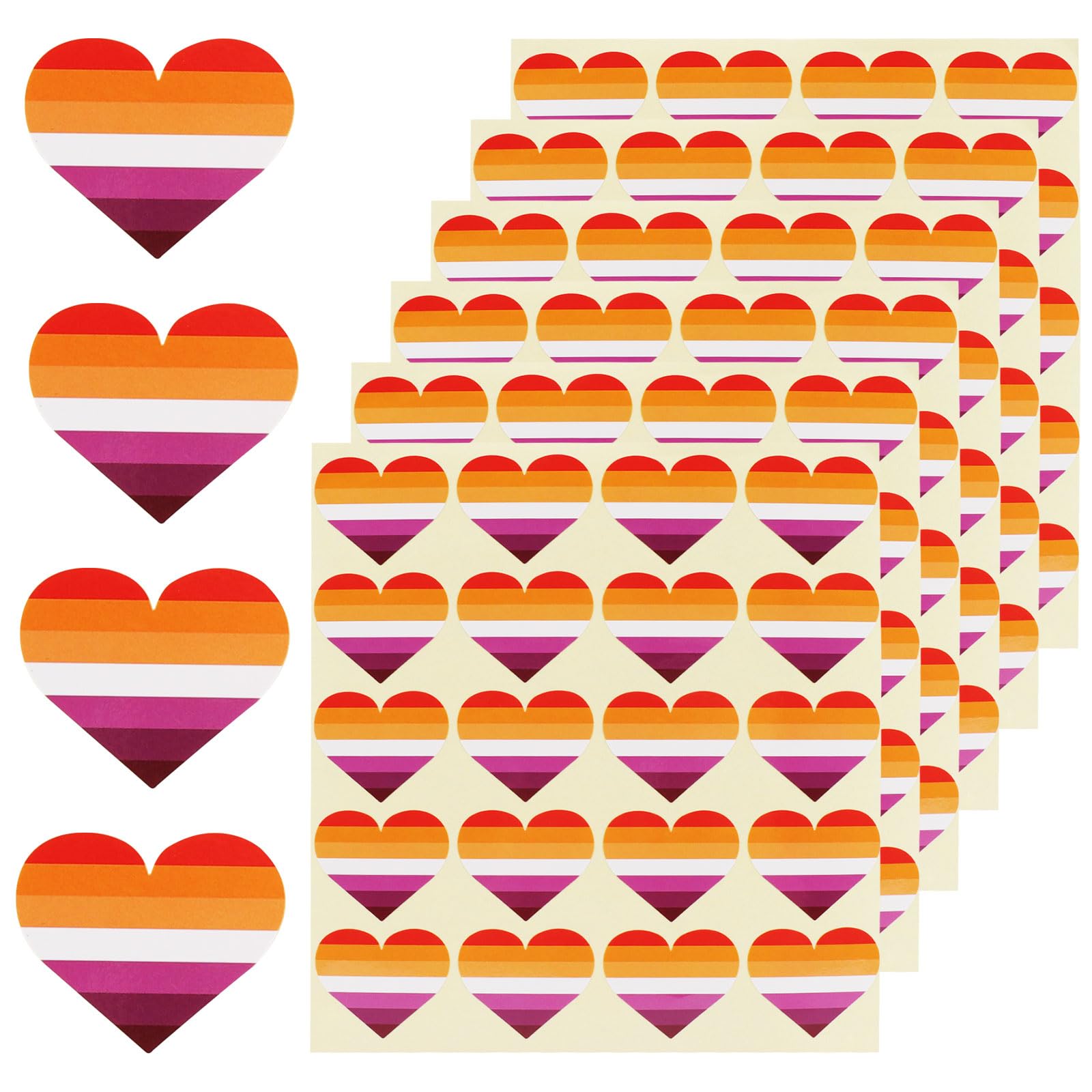 MOGADEE® Lesbian Pride Stickers 500 Stück, Lesben Pride Aufkleber Herzförmige, LGBT Pride Vinyl Aufkleber, Wasserdicht, Ideal für Wasserflaschen, Laptops, Scrapbooking Dekoration und Partyaktivitäten von MOGADEE