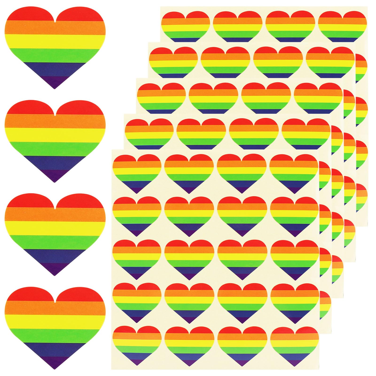 MOGADEE® Gay Pride Aufkleber 500 Stück, Pride Sticker Herzförmige, LGBTQ Sticker, Pride Aufkleber Set, Regenbogenfahne Aufkleber, Wasserdicht Vinyl Stickers, für LGBTQ Paraden Events, 38mm von MOGADEE