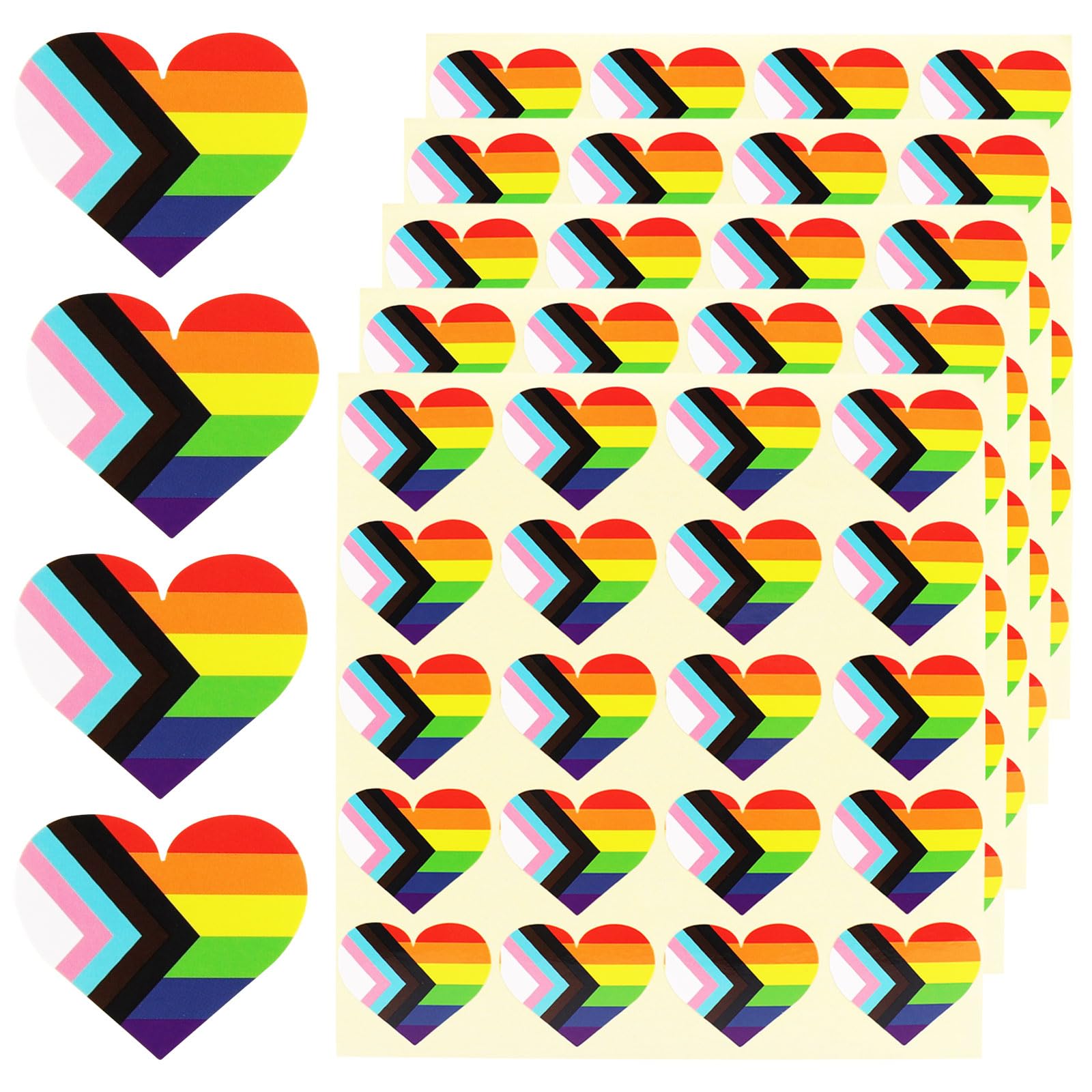 MOGADEE® Progress Pride Sticker 500 Stück, Gay Pride Aufkleber Herzförmige, LGBTQ Sticker Aufkleber, Regenbogen Flagge Aufkleber, Wasserdicht, Perfekt für LGBTQ Paraden Events，Partei (3,8cm) von MOGADEE