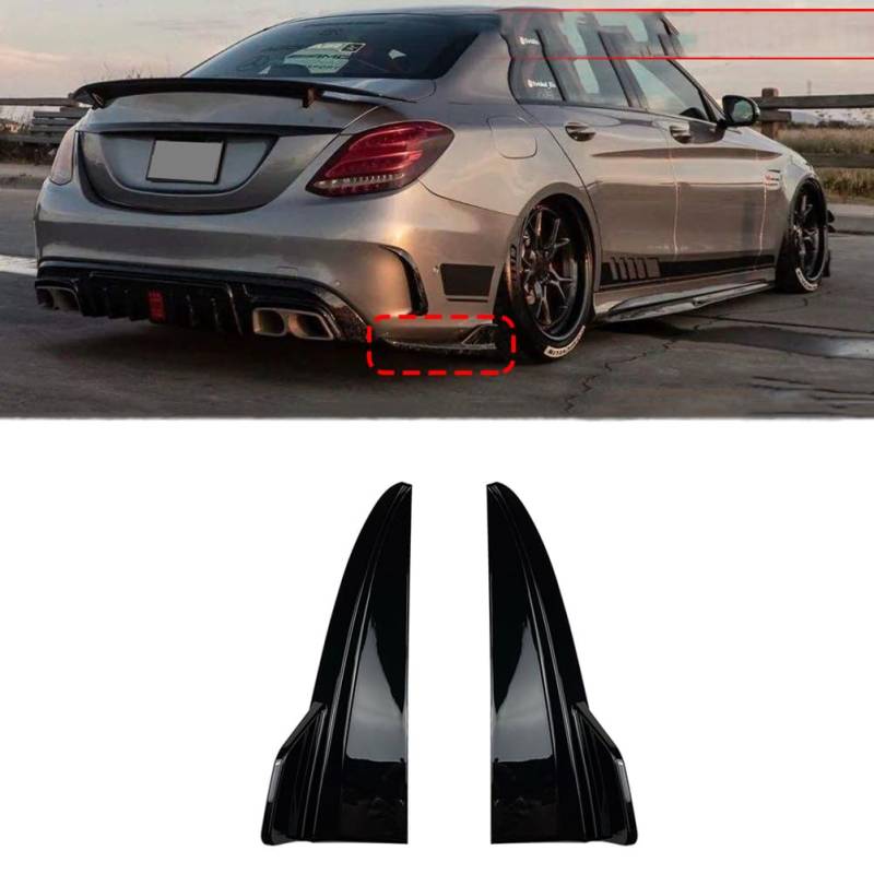 Auto Hintere Stoßstange Lip Diffusor Lip Spoiler Schutzfolie Für Mercedes Benz C-Klasse W205 C180 C200 C260 C300 c43 C63 2015-2021,A Gloss Black von MOIKEN