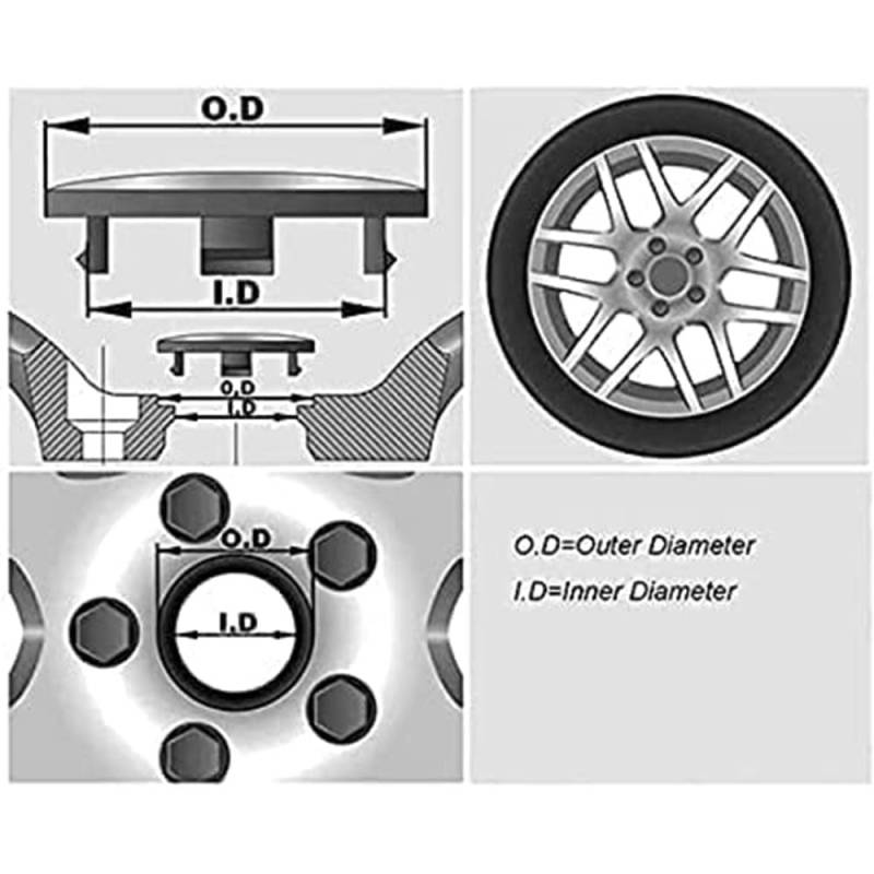 MOIKOTLR 4 Stück Auto Radnabenkappen, für Smart Fortwo Forfour 450 451 454 453 60MM Radnabenabdeckung Nabendeckel Kratzfest Felgen Center Nabendeckel Auto Accessories von MOIKOTLR