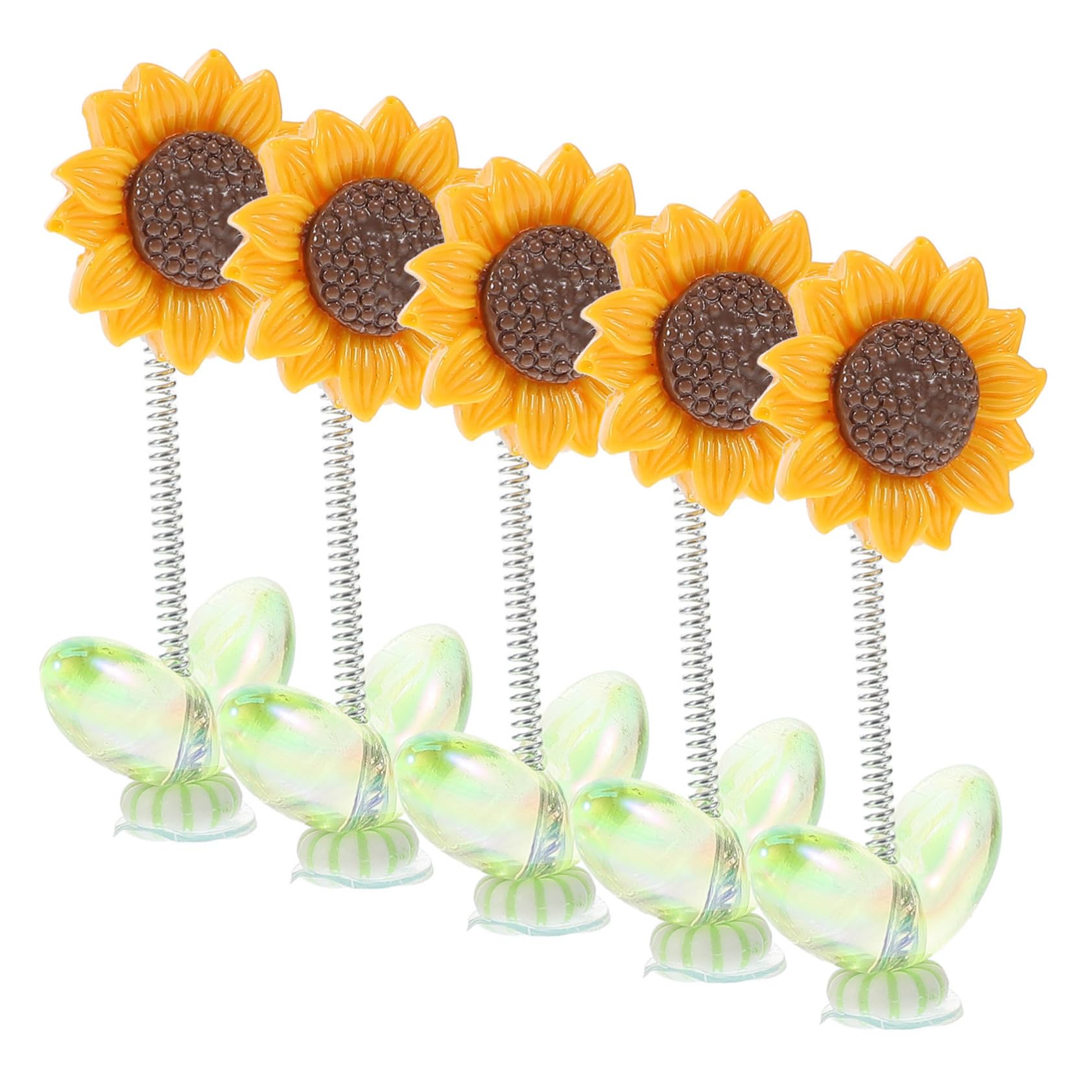 MOLUCKFU 5 Stück Auto Schüttelkopf Ornamente Sonnenblume Wackelkopf Sonnenblume Autozubehör Autodekorationen Zubehör Für Auto Innendekoration Einweihungsparty Mini Figuren Aus von MOLUCKFU