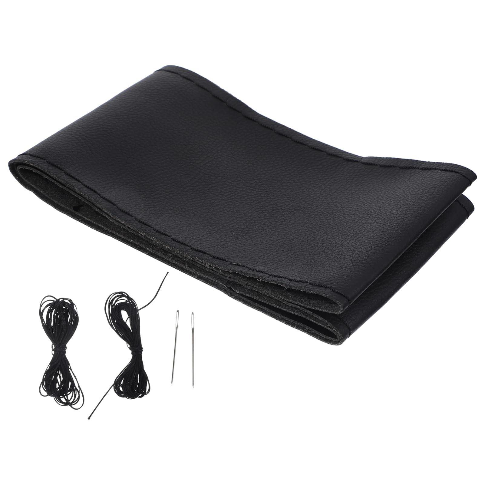 MOLUCKFU Lenkradbezug Leder lenkradabdeckung autolenkradüberzug autoreisezubehör auto accessories Lederbezug Lenkradmanschette Lenkradbezüge aus Stoff Radkappen Lenkradbezug aus Leder Black von MOLUCKFU