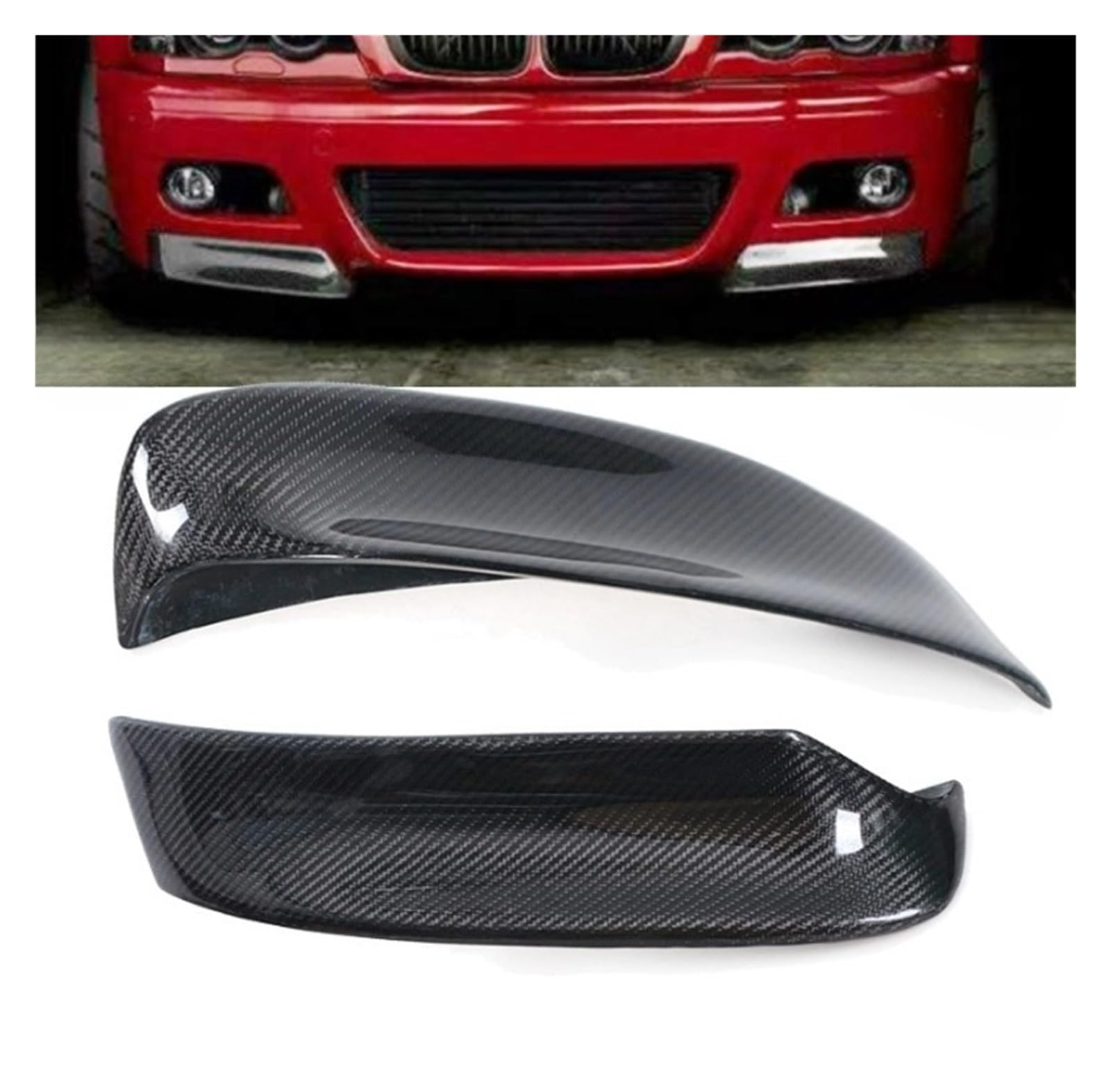 1 Paar Frontlippe kompatibel for BMW 3er E46 M3 2D CSL 1999–2006, Kohlefaser-Frontstoßstange, Splitter, Lippe, Diffusor, Spoiler von MOMOBP