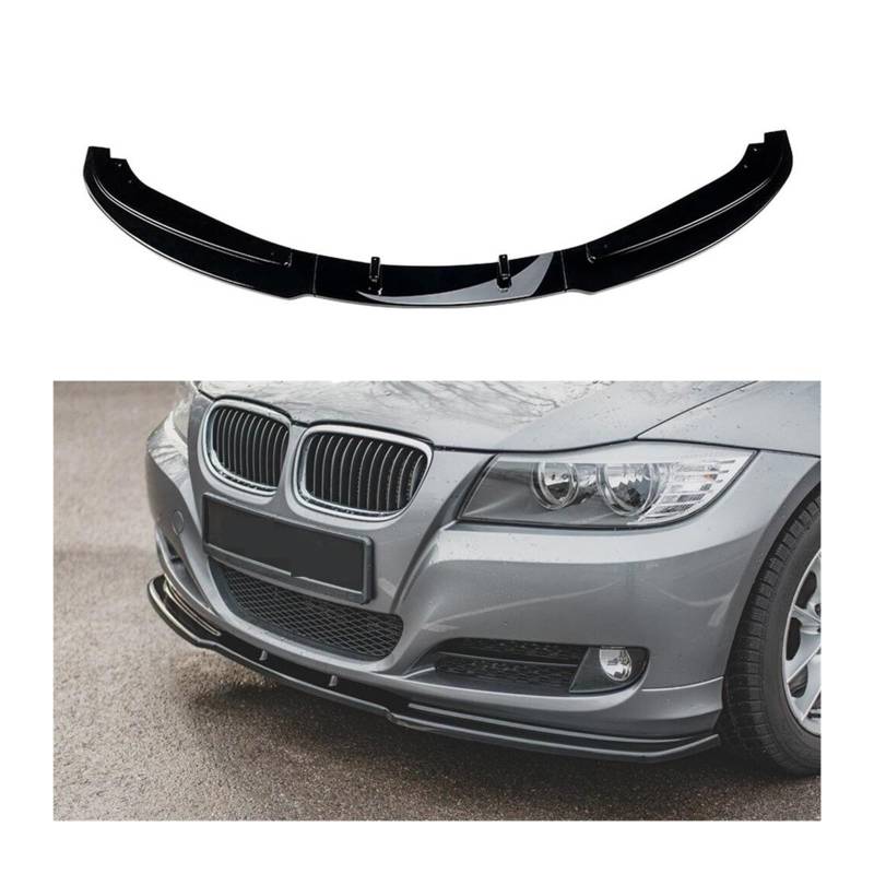 3 Stück glänzend schwarz Maxton Style Frontsplitter Stoßstangenlippe Tuning kompatibel for BMW 3er E90/E91 Facelift LCI 2008–2011 Body-Kit(Carbon Look) von MOMOBP