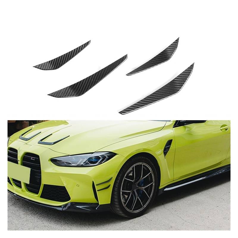 4 Stücke Real Dry Carbon Fiber Front Bumper Seite Canards Splitter Spoiler Kompatibel for BMW G80 M3 G82 G83 M4 2021UP(Dry Carbon) von MOMOBP