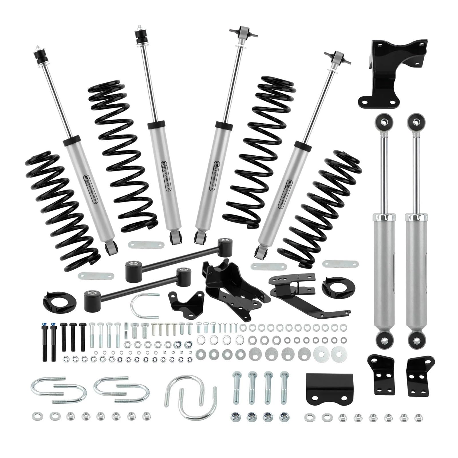 4-Zoll-Aufhängungs-Lift-Kit kompatibel for Jeep Wrangler JK Unlimited 4WD 2007–2018 und Dual-Lenkstabilisator-Stoßdämpfer von MOMOBP