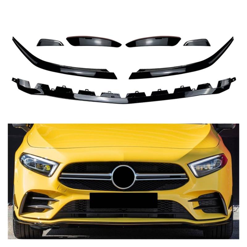 Auto Front Lip Splitter Spoiler Kit Seite Canards Dekoration Trim Kompatibel for Mercedes Benz A Klasse W177 A180 A200 a220(7PCS) von MOMOBP