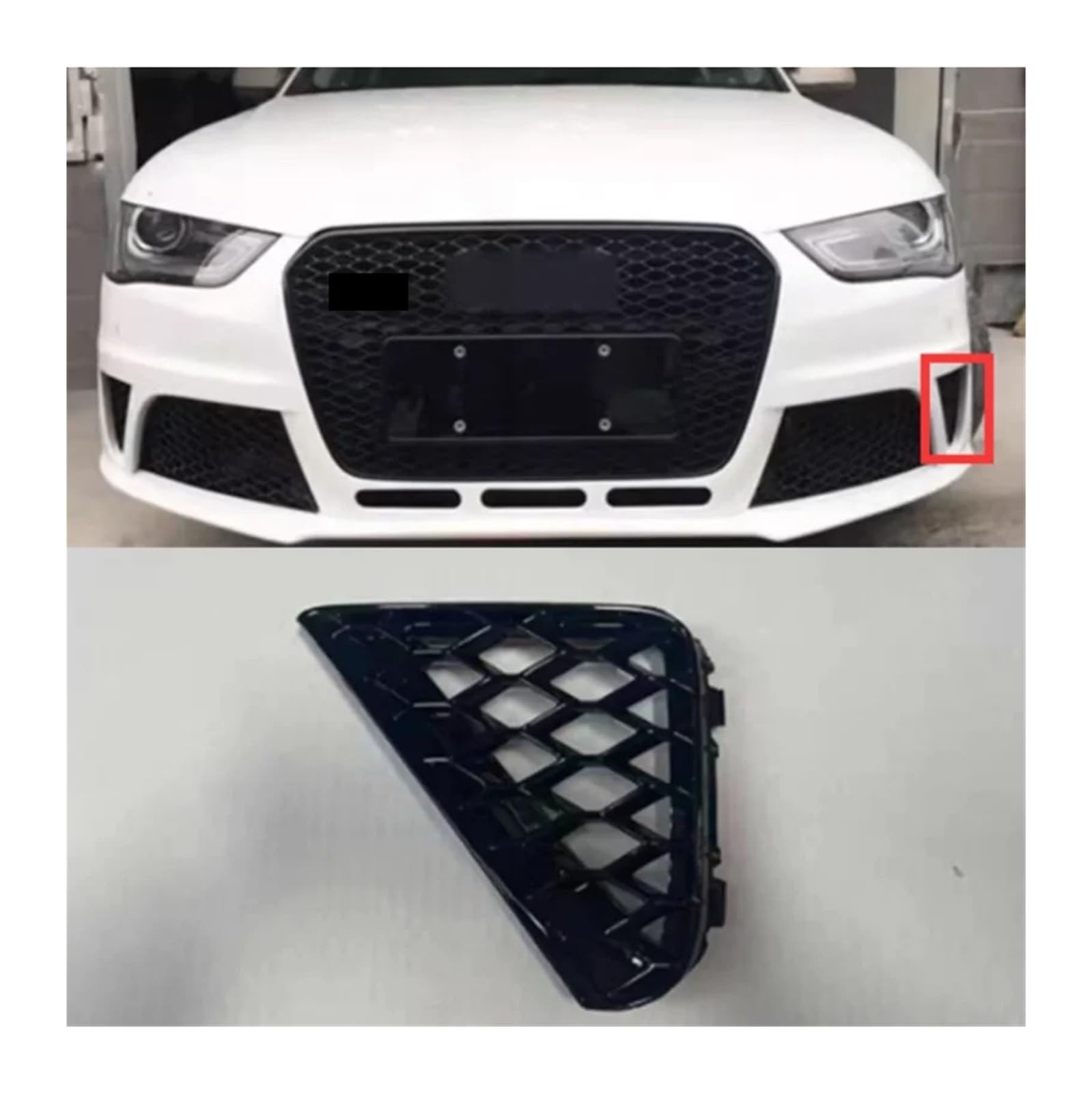 Auto Links Rechts Vorne Waben Stoßstange Nebel Licht Kühlergrill Grill Abdeckung Kompatibel for Audi RS4 S4 2009 2010 2011 2012 2013 2014 2015 2016(Left B) von MOMOBP