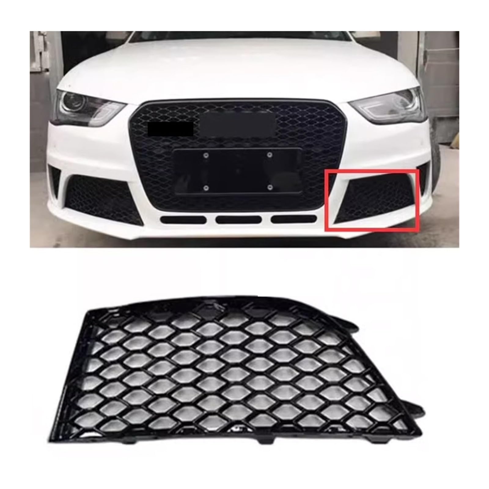 Auto Links Rechts Vorne Waben Stoßstange Nebel Licht Kühlergrill Grill Abdeckung Kompatibel for Audi RS4 S4 2009 2010 2011 2012 2013 2014 2015 2016(Right A) von MOMOBP