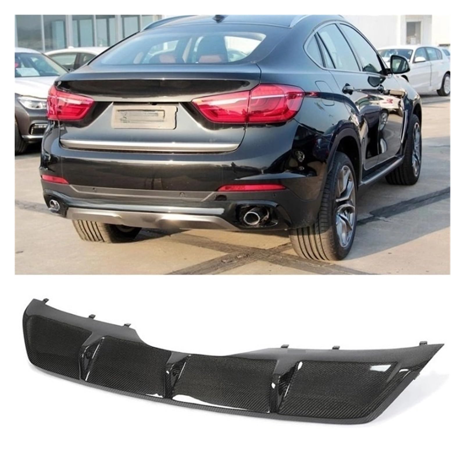 Carbon Fiber Heckschürze Diffusor Lippe Kompatibel for BMW X6 F16 Sport Standard 2015-2018 Auto Heckschürze Diffusor Lip Spoiler(Carbon for Standard) von MOMOBP