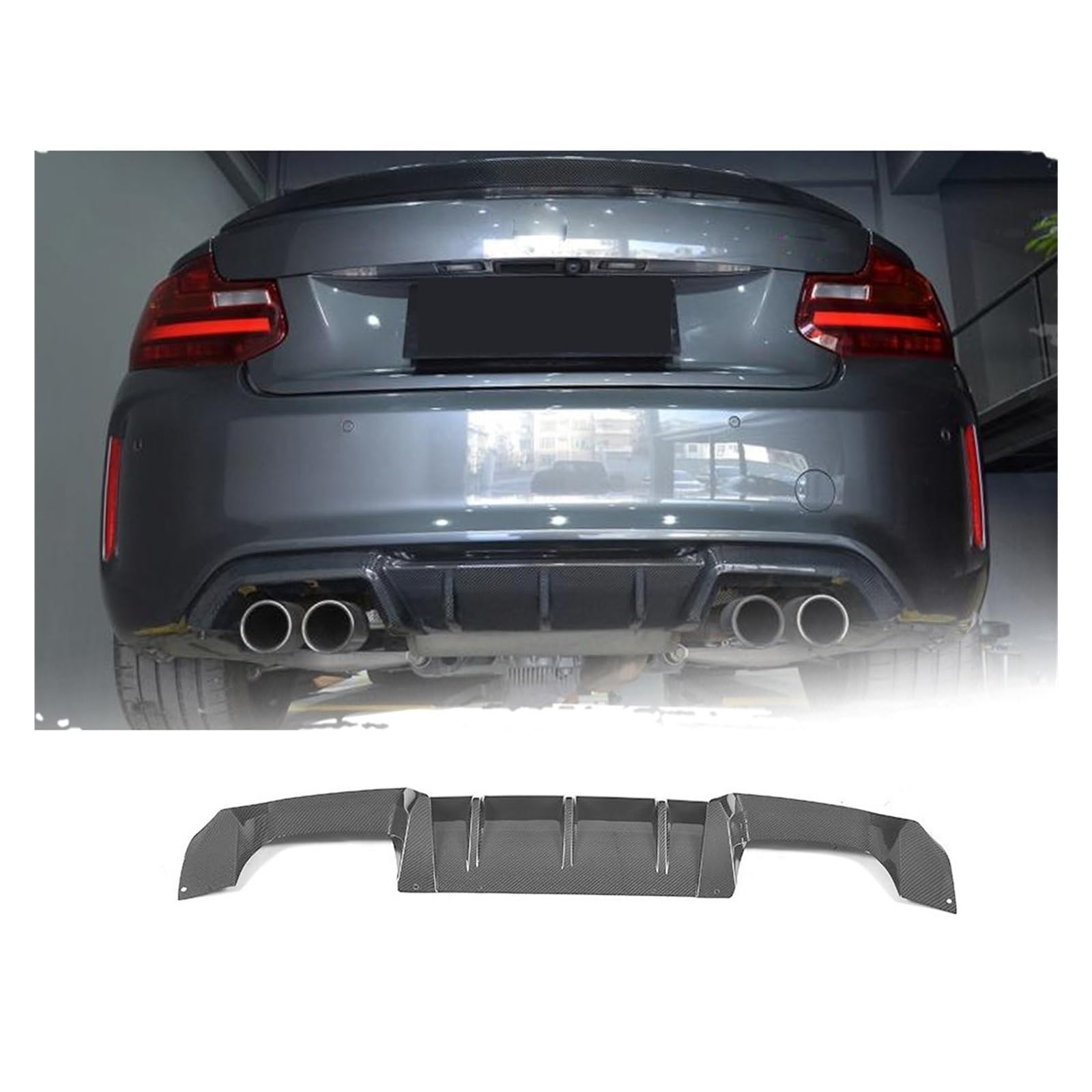 Heckdiffusor-Lippenspoiler, Stoßstangenschutz, kompatibel for BMW F87 M2 Basis-Coupé 2-Türer 2016 2017, Kohlefaser/FRP(2Pins Carbon) von MOMOBP