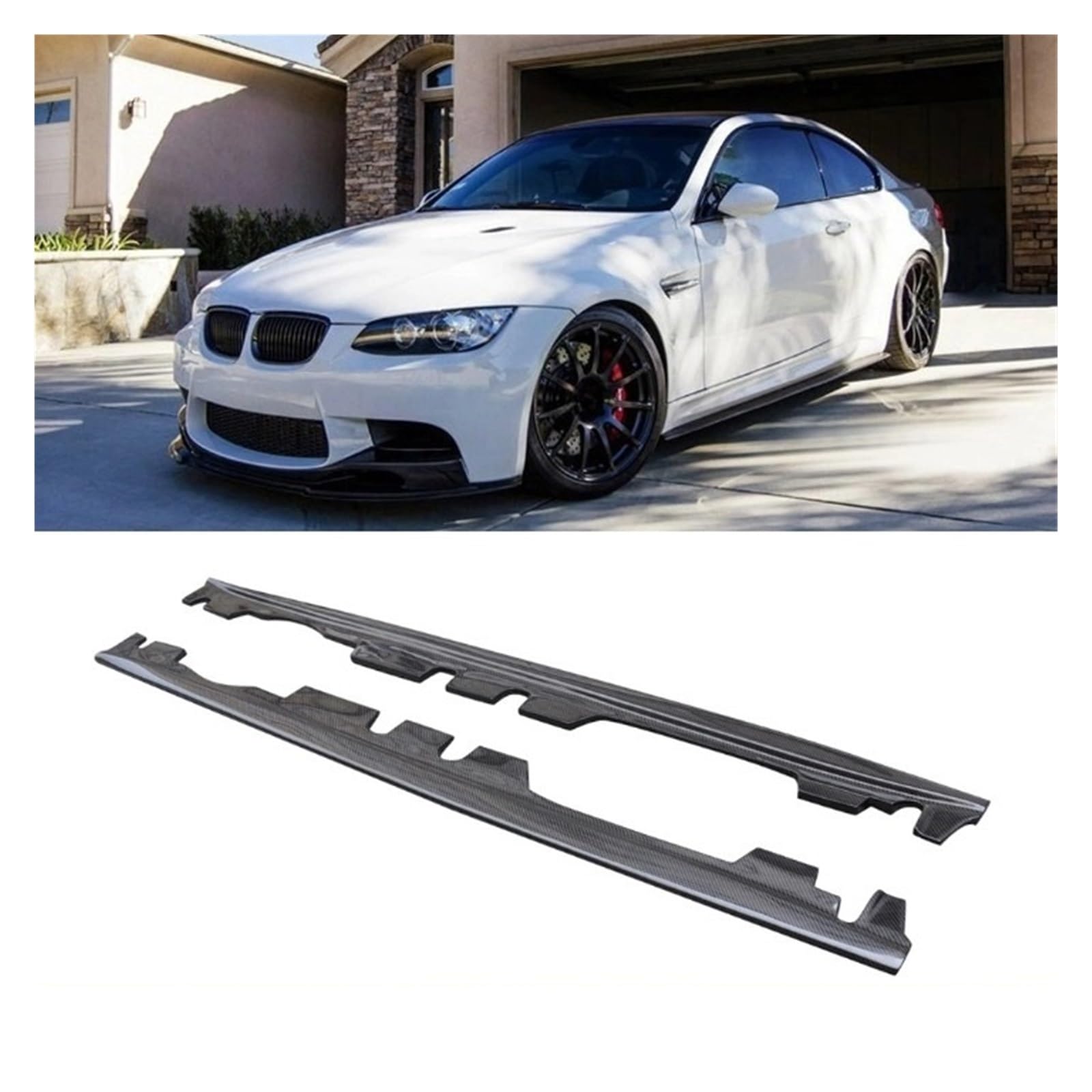 Kompatibel for BMW 3 Serie E90 E92 E93 M3 2008-2013 Carbon Side Rock Verlängerung Lip Schürze Auto Tuning(Forged Carbon) von MOMOBP