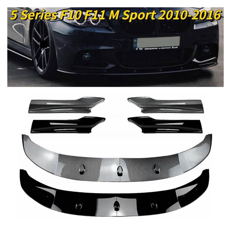 Kompatibel for BMW 5er F10 F11 M Sport 535i 528i M550d xDrive M Sport 2010–2016 Frontstoßstangen Lippen Spoiler Splitter Diffusor Tuning(Gloss Black Lip) von MOMOBP