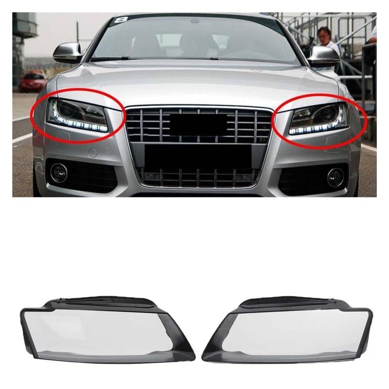 MOMOBP 2 Stück Autoscheinwerferabdeckung, Ersatz der Frontscheinwerferabdeckung, kompatibel for Audi A5 S5 RS5 2008–2012, transparentes Glasgehäuse for Lampenschirm von MOMOBP