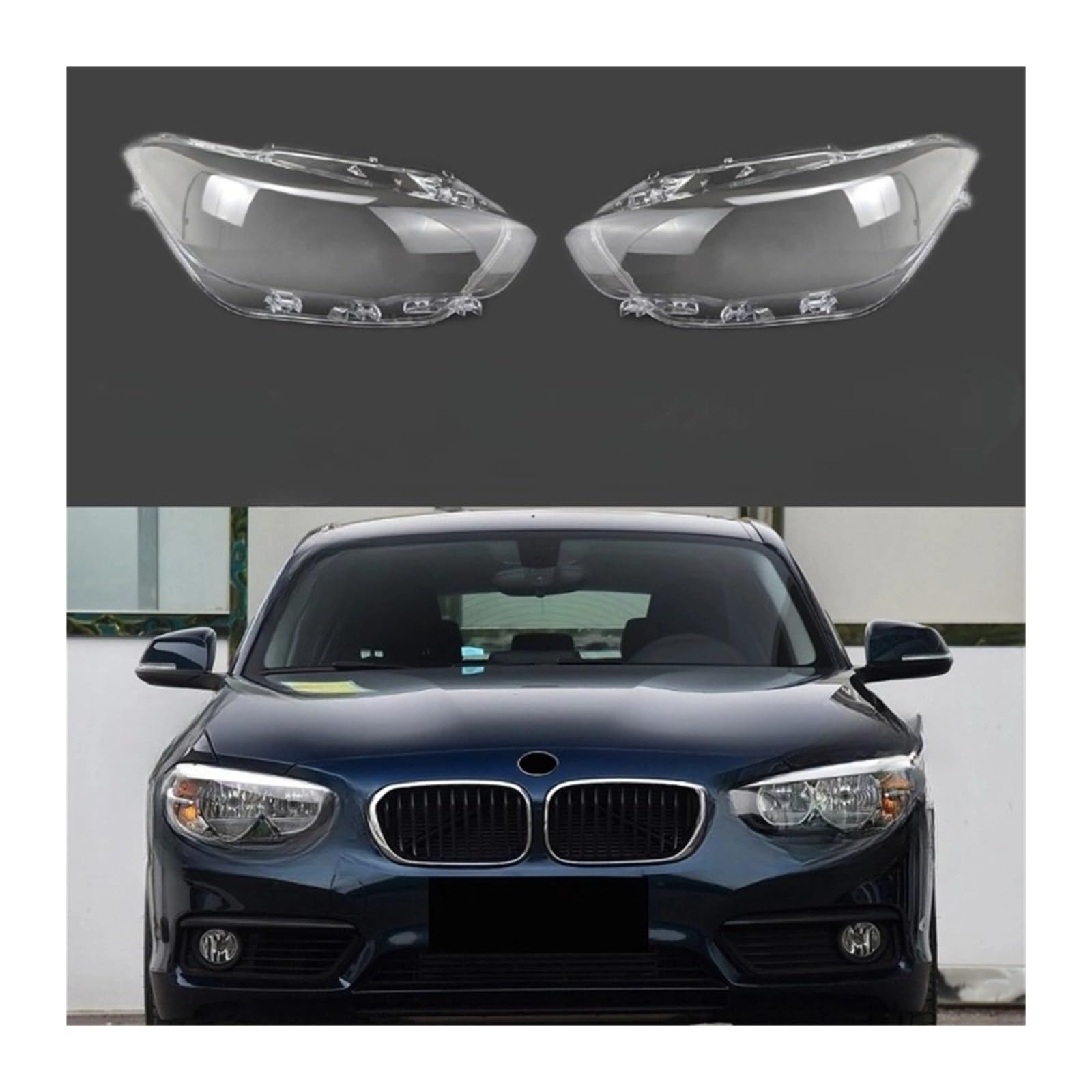 MOMOBP Auto-Ersatz-Frontscheinwerferlinse, kompatibel for BMW 1er F20 116i 118i 120i 125i 2015–2019. Lampenschirmgehäuse aus transparentem Glas(1 Pair) von MOMOBP