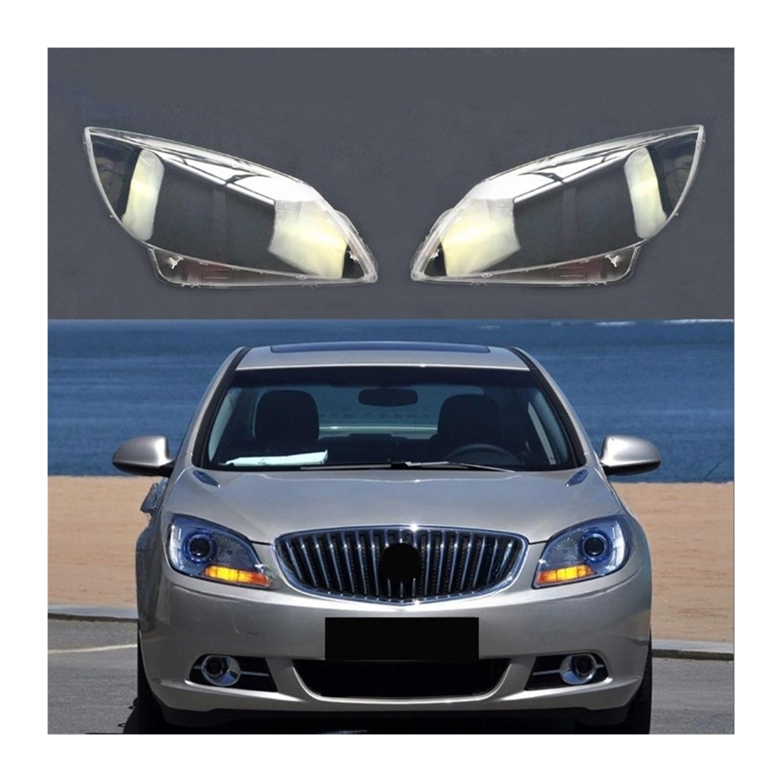 MOMOBP Auto-Ersatz-Frontscheinwerferlinse, kompatibel mit Buick Excelle GT Sedan 2010–2014. Transparentes Lampenschirmgehäuse aus Glas(1 Pair) von MOMOBP