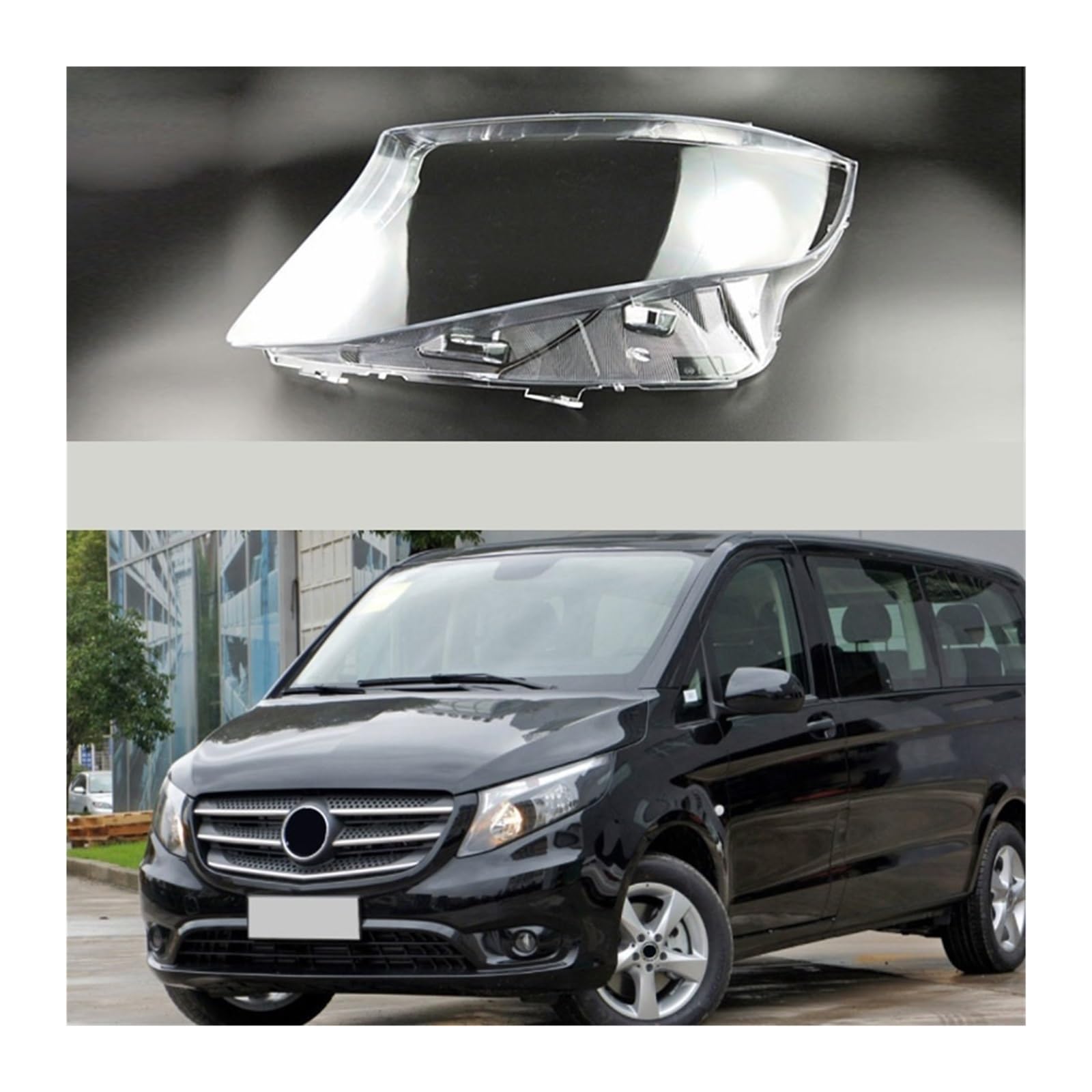 MOMOBP Auto-Ersatz-Frontscheinwerferlinse, kompatibel mit Mercedes-Benz Vito V-KLASSE 2016–2020. Lampenschirmgehäuse aus transparentem Glas(Left) von MOMOBP