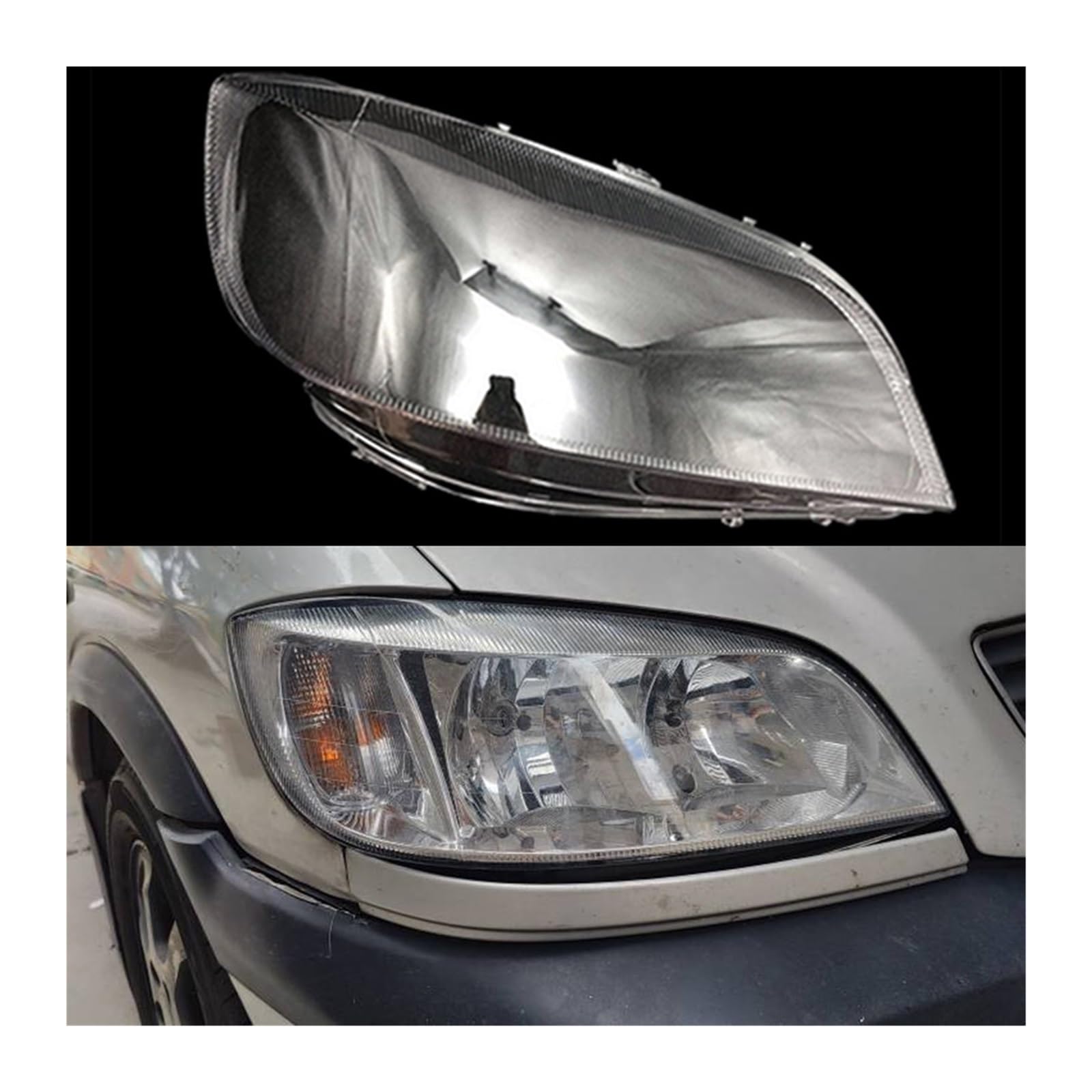 MOMOBP Auto-Ersatz-Frontscheinwerferlinse, kompatibel mit Opel Zafira. Transparentes Lampenschirmgehäuse aus Glas(Right) von MOMOBP