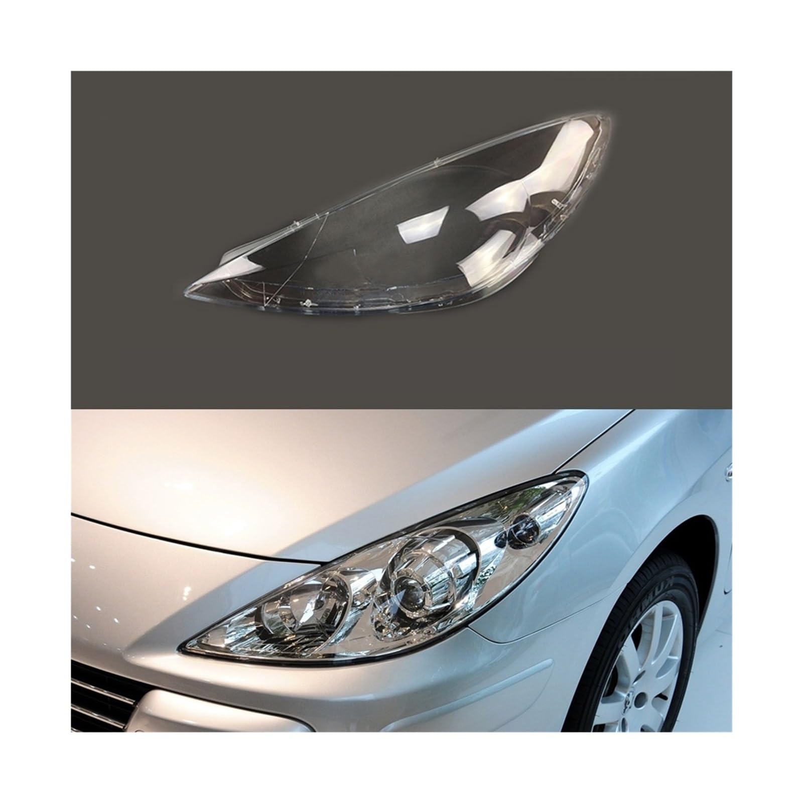 MOMOBP Auto-Ersatz-Frontscheinwerferlinse, kompatibel mit Peugeot 307 2008–2013. Lampenschirmgehäuse aus transparentem Glas(Left) von MOMOBP