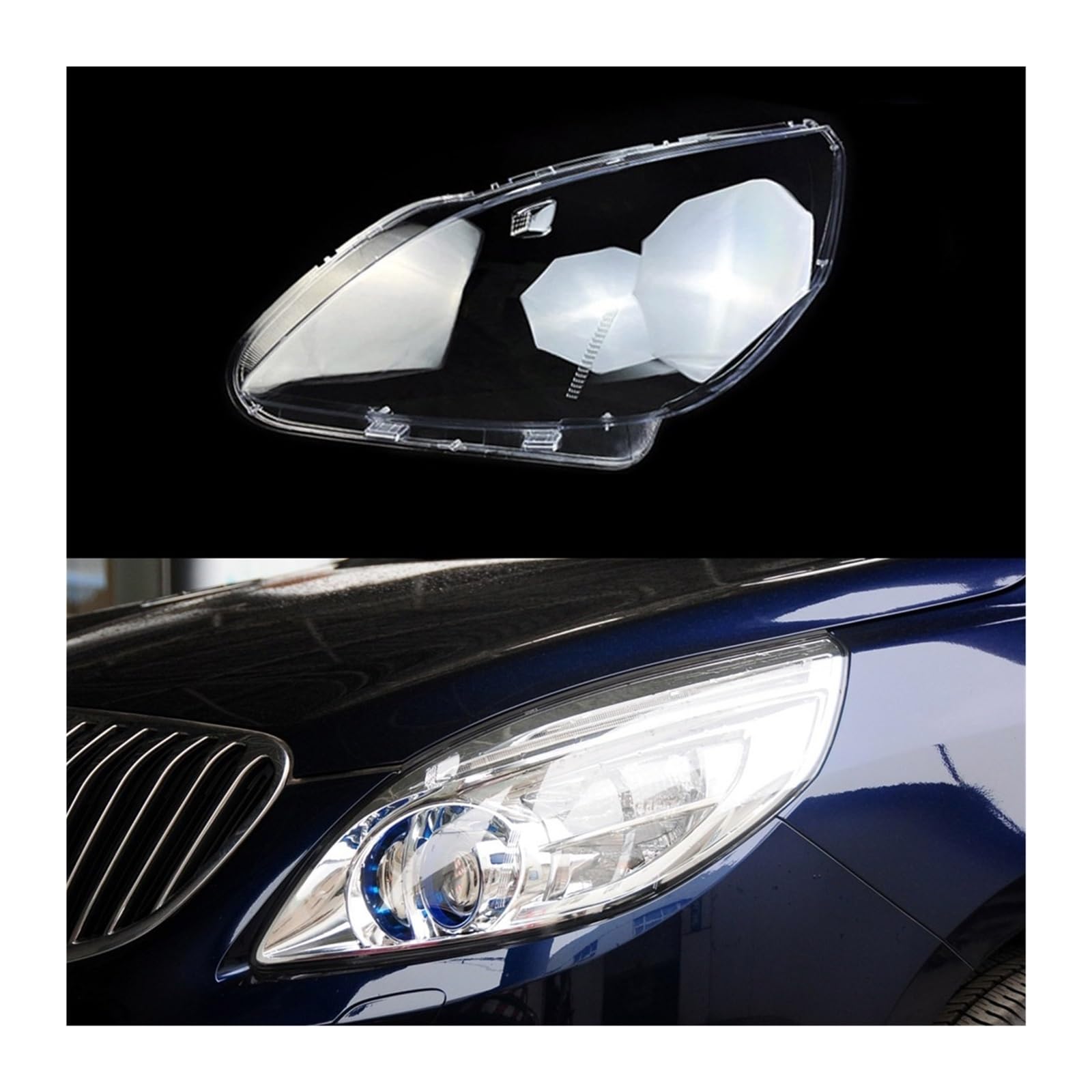 MOMOBP Auto-Ersatz-Frontscheinwerferlinse kompatibel for Buick GL8 2011 2012 2013 2014 2015 2016 2017. Transparentes Lampenschirmgehäuse aus Glas(Left) von MOMOBP