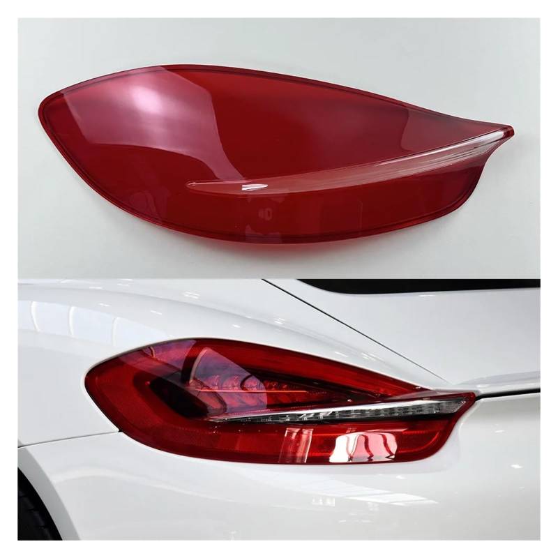 MOMOBP Auto-Ersatz-Rücklichtgläser, kompatibel for Porsche 981 Cayman Boxster 2014 2015 2016, rotes Rücklichtgehäuse, transparente Glaslinsen(Left) von MOMOBP