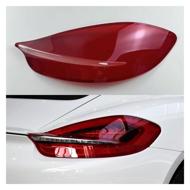 MOMOBP Auto-Ersatz-Rücklichtgläser, kompatibel for Porsche 981 Cayman Boxster 2014 2015 2016, rotes Rücklichtgehäuse, transparente Glaslinsen(Right) von MOMOBP