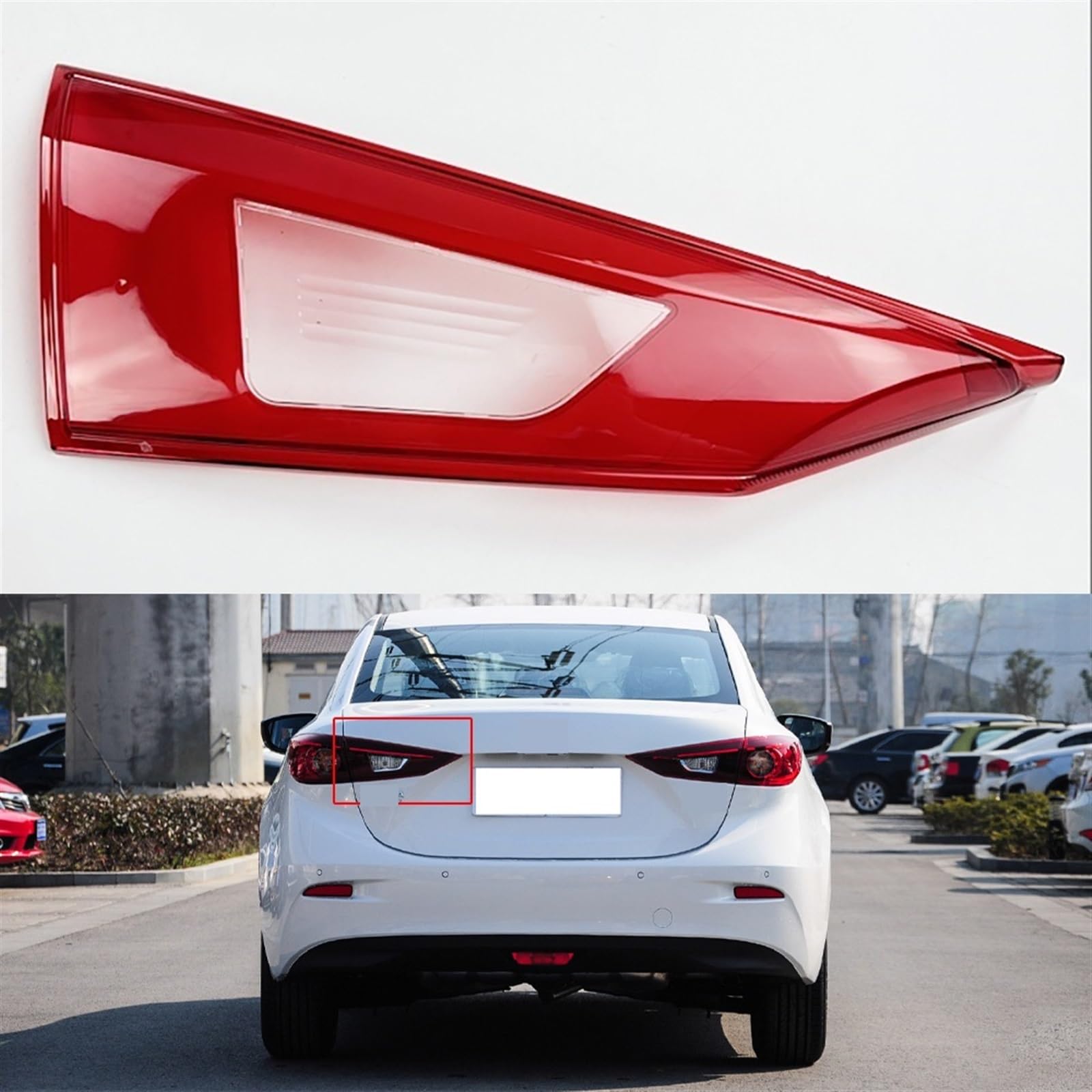 MOMOBP Auto-Ersatz-Rücklichtgläser, kompatibel mit Mazda 3 Axela 2014–2019, rotes Rücklichtgehäuse, transparente Glaslinsen(Inside Left) von MOMOBP