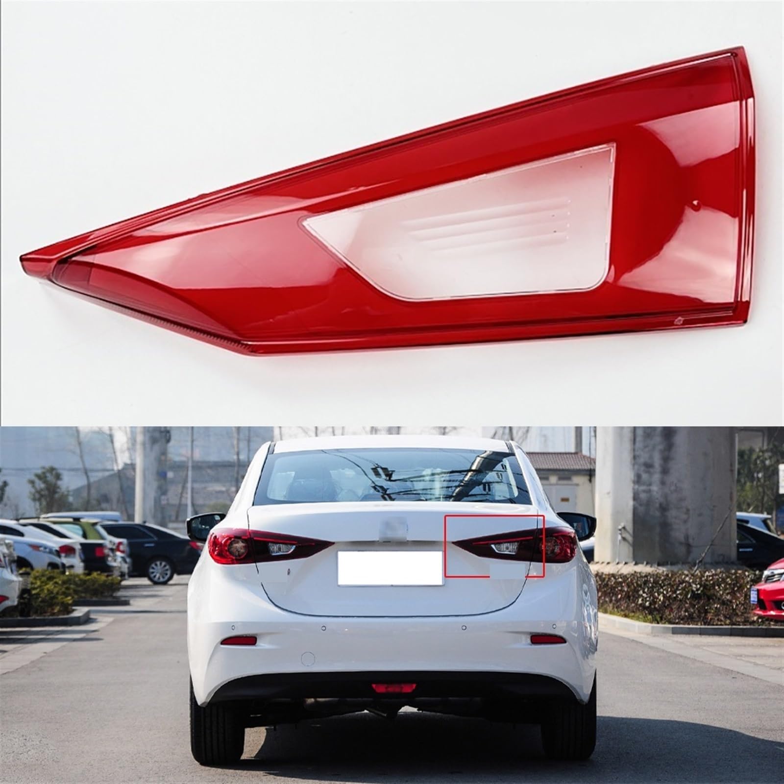 MOMOBP Auto-Ersatz-Rücklichtgläser, kompatibel mit Mazda 3 Axela 2014–2019, rotes Rücklichtgehäuse, transparente Glaslinsen(Inside Right) von MOMOBP