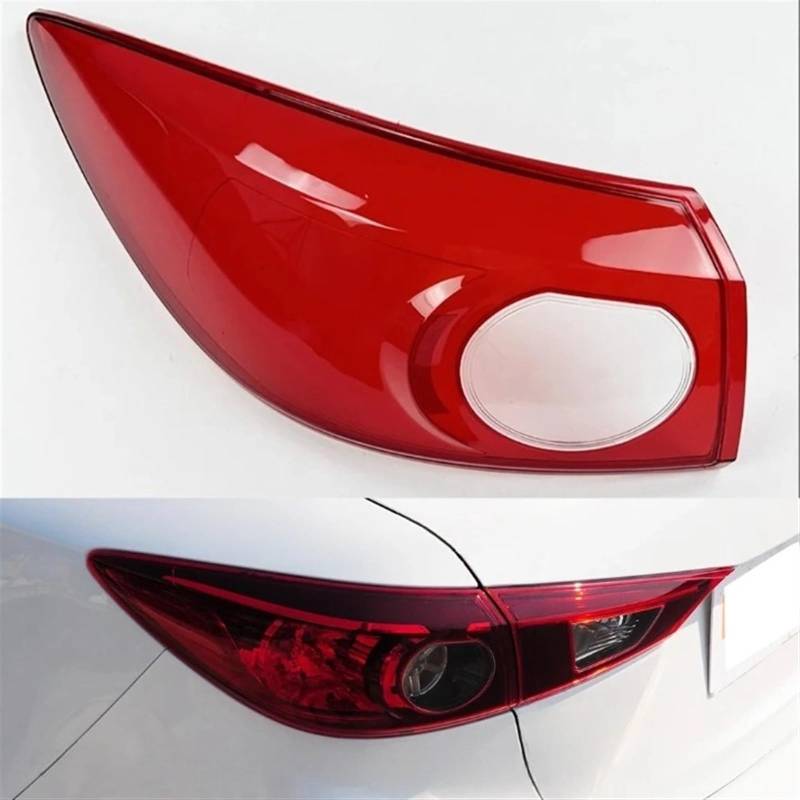 MOMOBP Auto-Ersatz-Rücklichtgläser, kompatibel mit Mazda 3 Axela 2014–2019, rotes Rücklichtgehäuse, transparente Glaslinsen(Outside Left) von MOMOBP