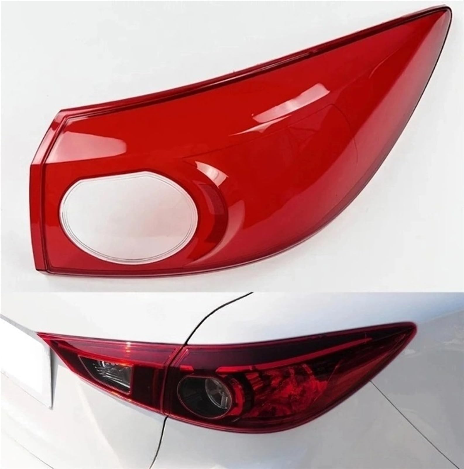 MOMOBP Auto-Ersatz-Rücklichtgläser, kompatibel mit Mazda 3 Axela 2014–2019, rotes Rücklichtgehäuse, transparente Glaslinsen(Outside Right) von MOMOBP