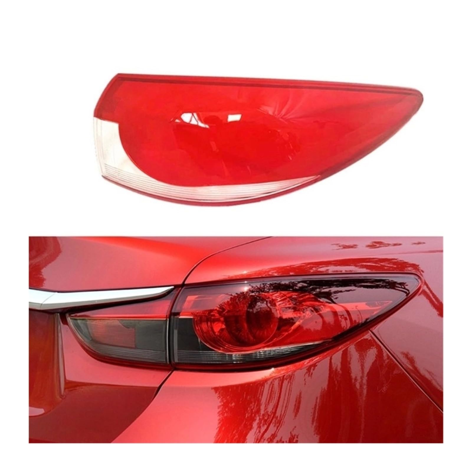 MOMOBP Auto-Ersatz-Rücklichtgläser, kompatibel mit Mazda 6 Atenza 2014 2015 2016, rotes Rücklichtgehäuse, transparente Glaslinsen(Outside Right) von MOMOBP