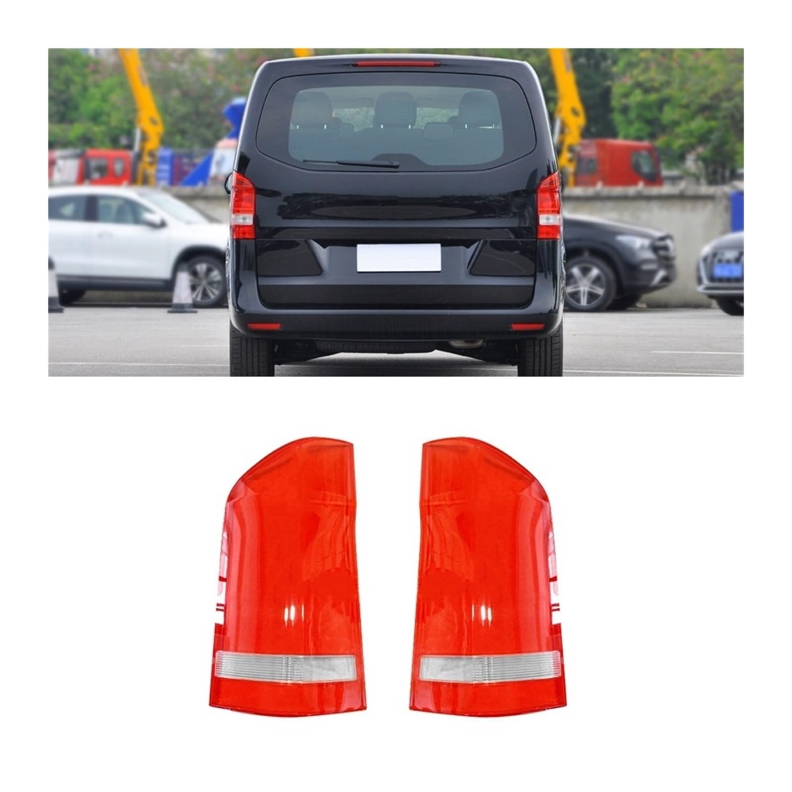 MOMOBP Auto-Ersatz-Rücklichtgläser, kompatibel mit Mercedes-Benz V-Klasse Vito 2016–2021, rotes Rücklichtgehäuse, transparente Glaslinsen von MOMOBP