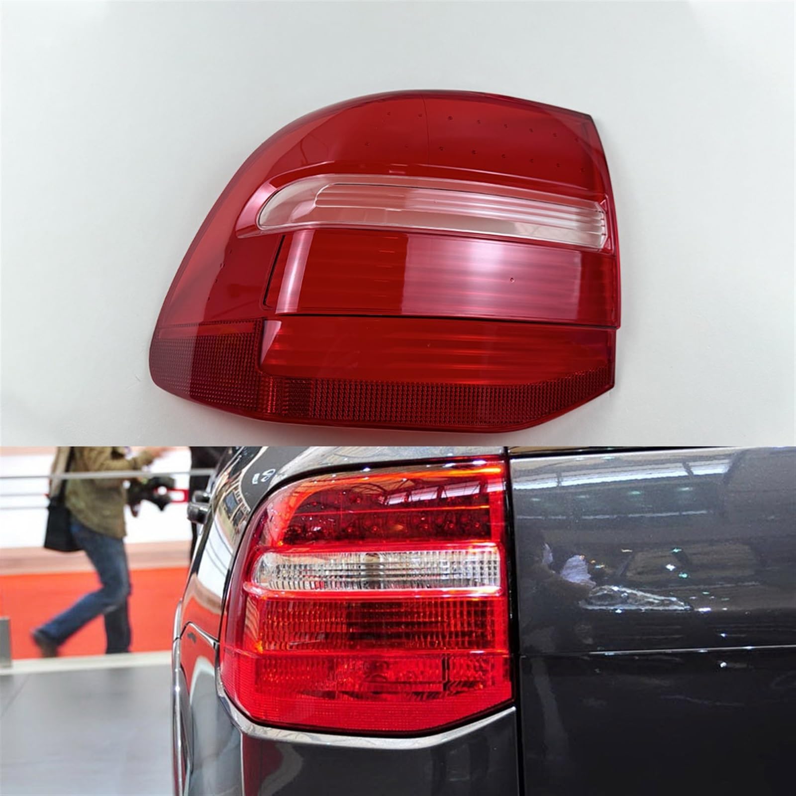 MOMOBP Auto-Ersatz-Rücklichtgläser, kompatibel mit Porsche Cayenne (US-Version) 2007 2008 2009 2010, rotes Rücklichtgehäuse, transparente Glaslinsen(Left) von MOMOBP