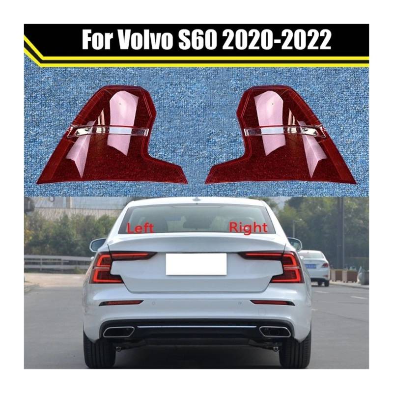 MOMOBP Auto-Ersatz-Rücklichtgläser, kompatibel mit Volvo S60 2020 2021 2022, rotes Rücklichtgehäuse, transparente Glaslinsen(Outside A Pair) von MOMOBP