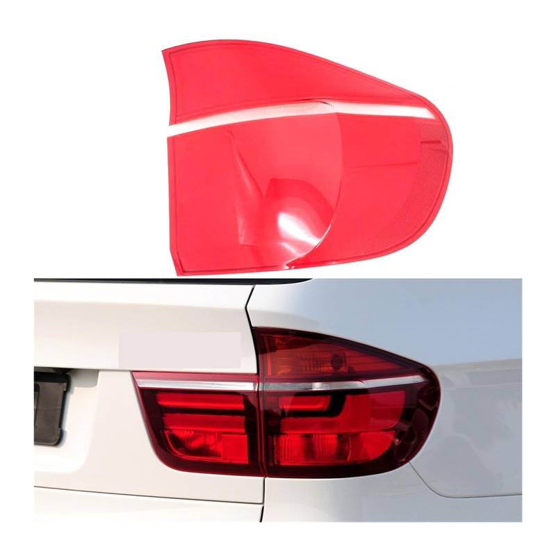 MOMOBP Auto-Ersatz-Rücklichtgläser, kompatibel mit X5 E70 2011–2013, rotes Rücklichtgehäuse, transparente Glaslinsen(Outside Right) von MOMOBP