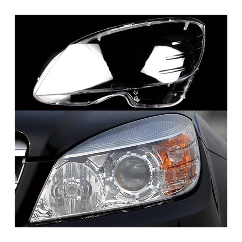 MOMOBP Auto-Frontlampenschirm, Autoschale, kompatibel for Mercedes-Benz W204 C180 C200 C220 C280 C300 2007–2010, LED-Scheinwerfer-Abdeckungsglas-Linsengehäuse(Left) von MOMOBP