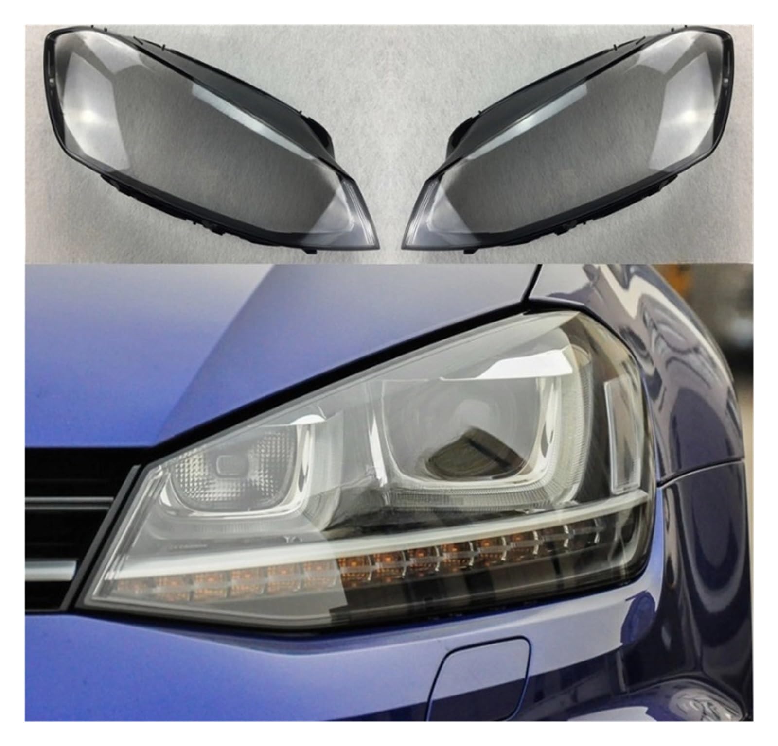 MOMOBP Auto-Lichtkappen, kompatibel for VW Golf 7, VW MK7 GTI 2014–2017, Auto-Scheinwerfer-Abdeckung, Lampengehäuse, Glaslinse, Lampenschirm, Scheinwerfergehäuse(Left and Right) von MOMOBP